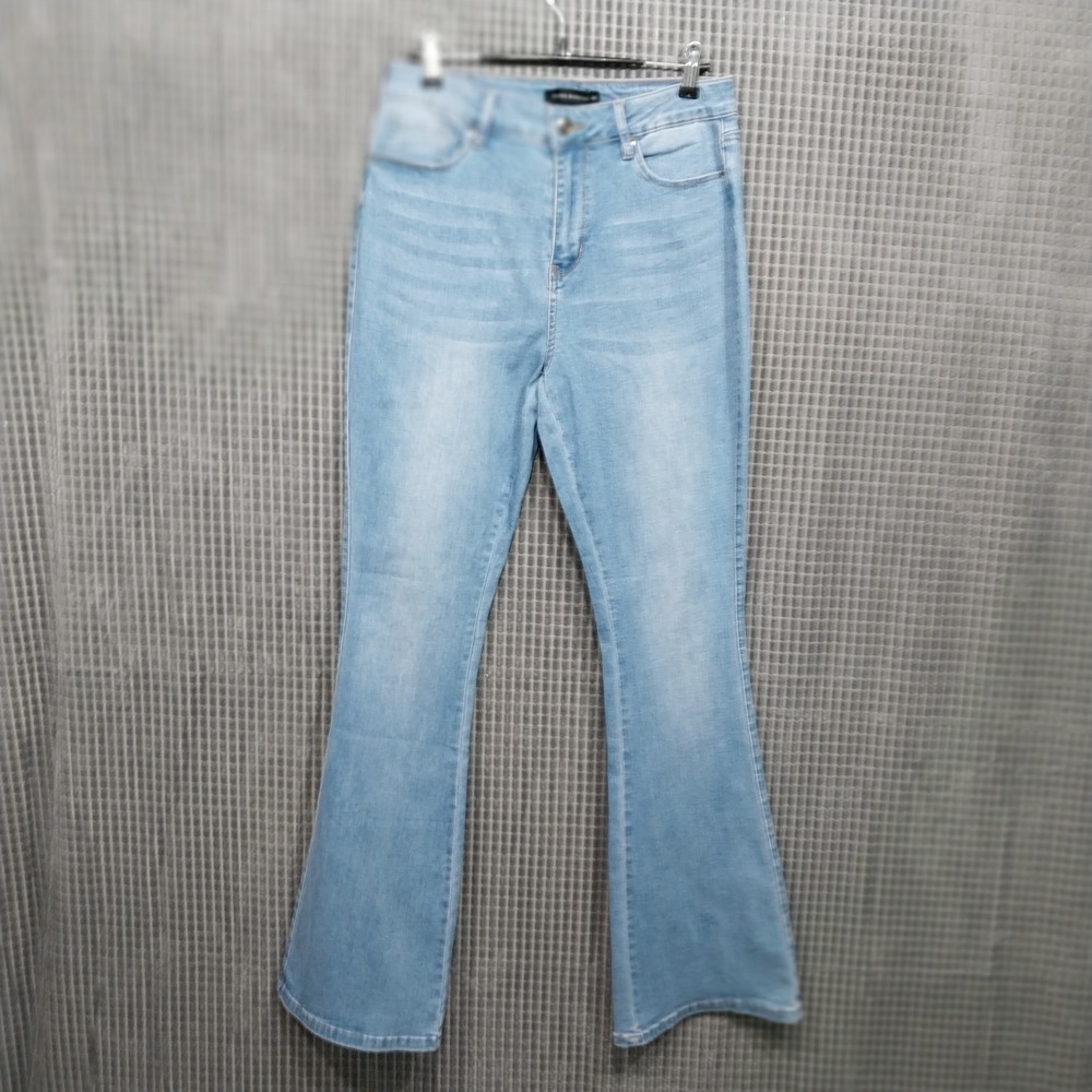 Flying Banana Women Jeans Flare High Rise Stretch LB-2 Size 8 Light Wash Blue